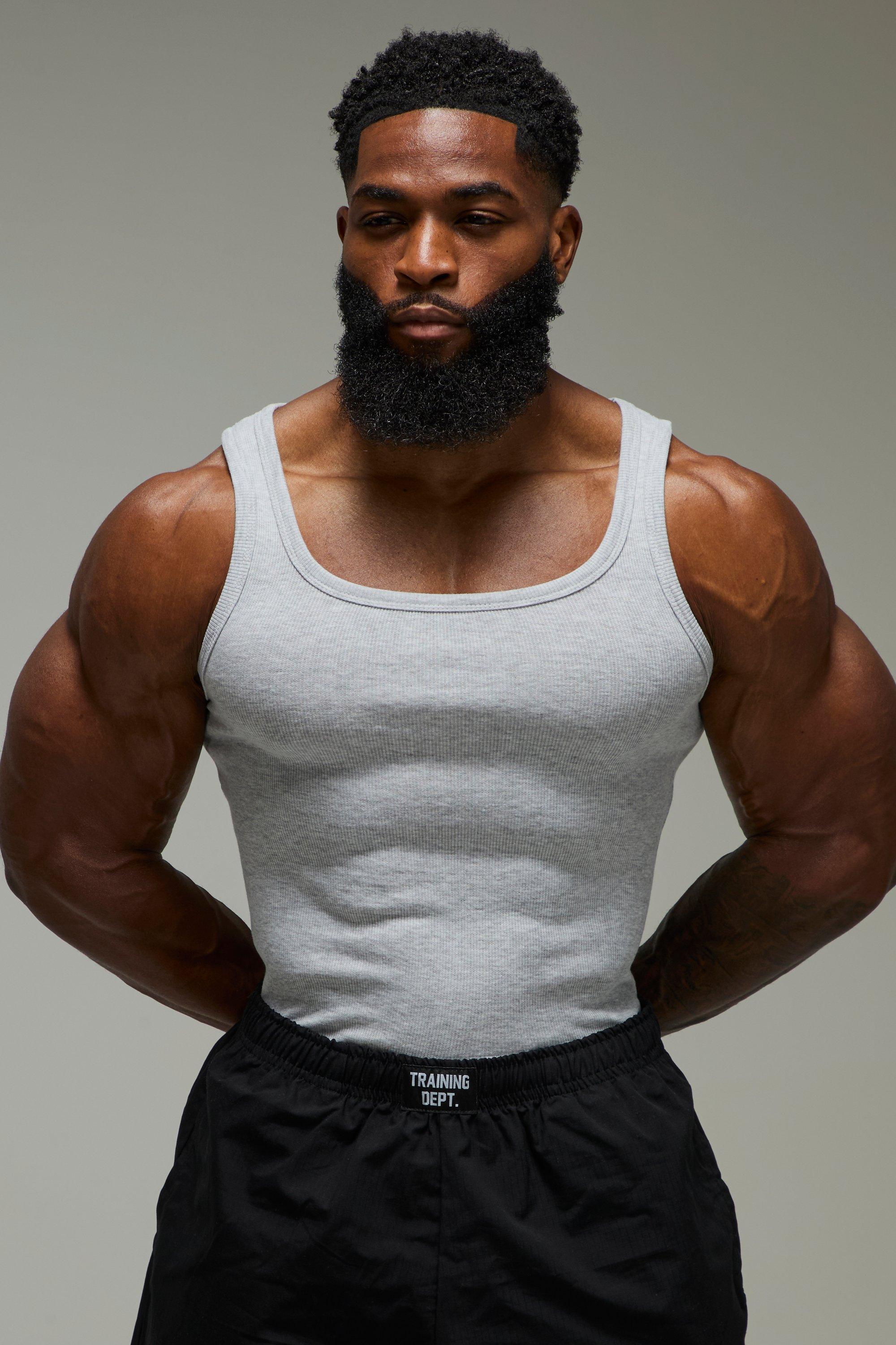 Man Active Gym Muscle Fit Ribbed Vest